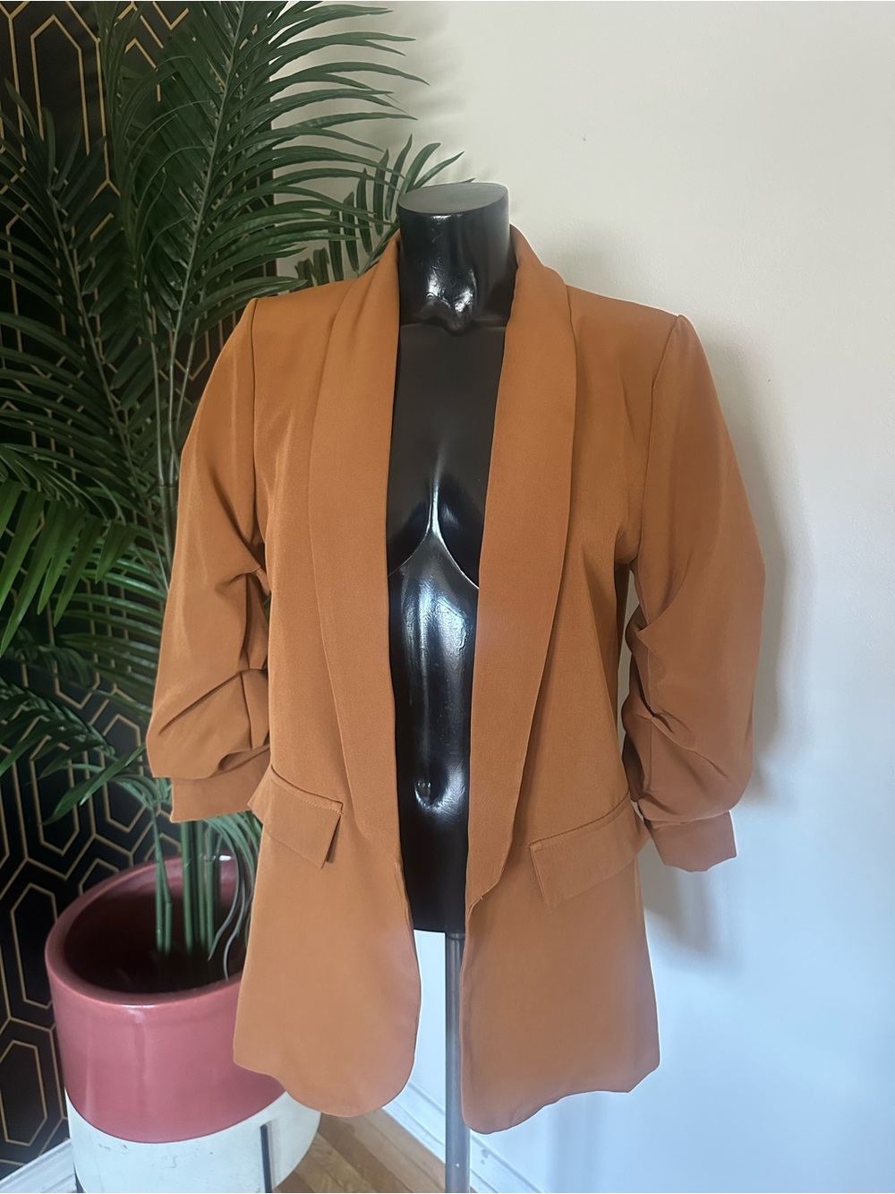 Women's Open-Front Rust Blazer Jacket